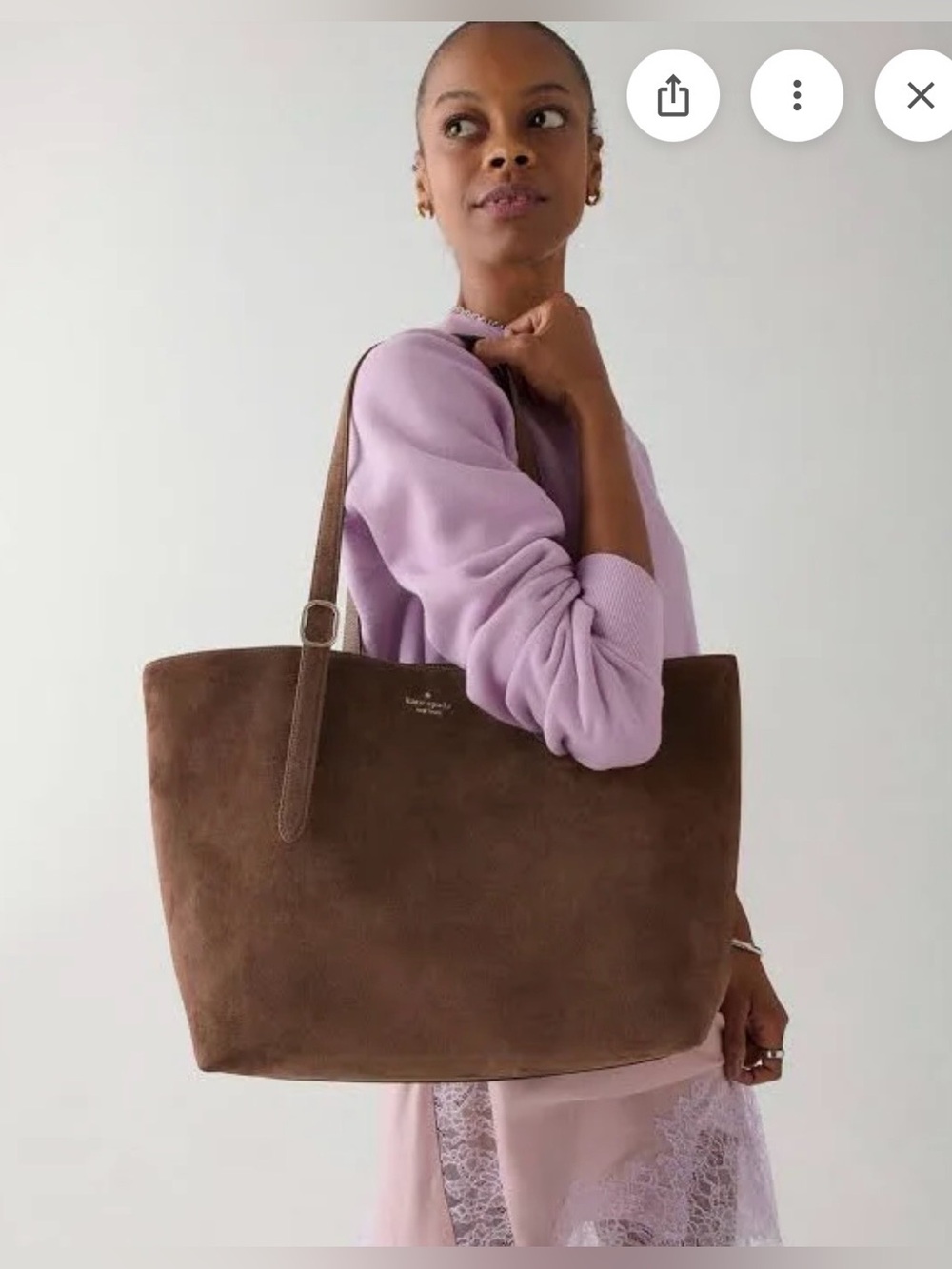 Kate Spade 454 Large Suede Tote in Hot Fudge - Picture 11 of 11